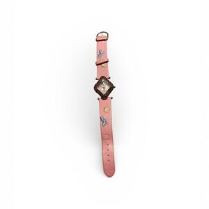 Pink Butterfly Watch stainless steel with genuine leather